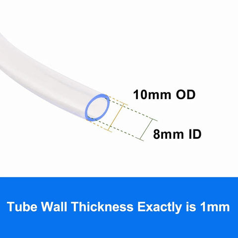 QuQuyi clear PVC tubing, 8mm ID x 10mm OD, 1mm wall thickness, flexible vinyl hose for home improvement