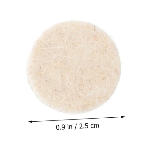 Front view of white wool felt wheel from 120Pcs Wool Felt Polishing Wheels Set With Shank For Rotary Polisher Pro Grade Wool Buffing Tools Kit.