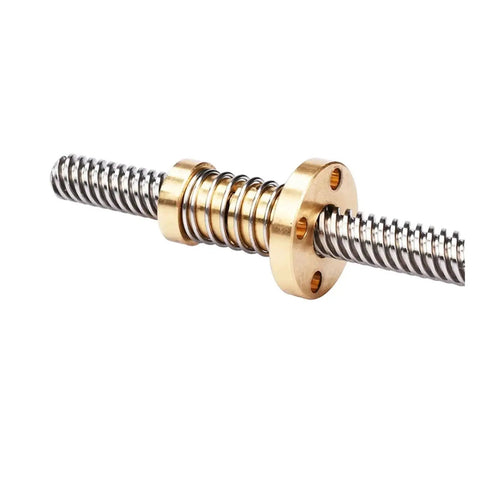 Ball Screw Nut End Cap With Anti Backlash For T8 Lead Screw 4mm Lead 2mm Pitch 8mm OD 100mm To 1200mm Lengths shown on a rod