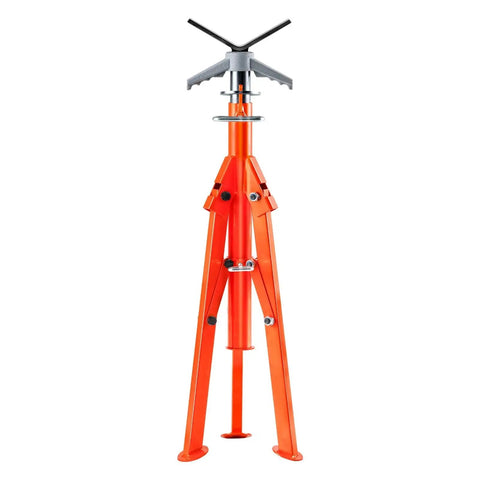 Heavy Duty Pipe Jack Stand 2500 Lbs Adjustable 27 to 52 Inches, orange steel construction, stable tripod design