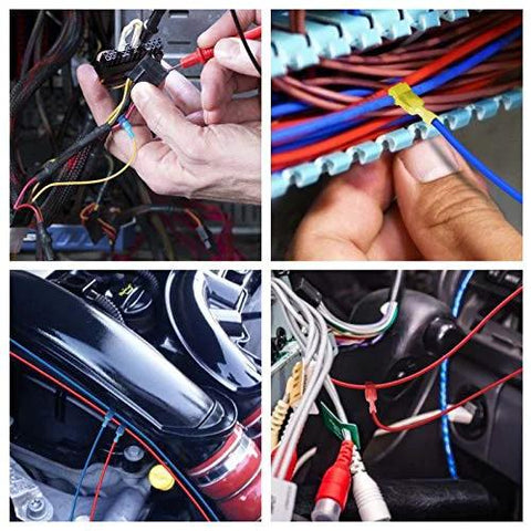 TICONN 120Pcs T Tap wire connectors kit with storage case; automotive wiring close-up