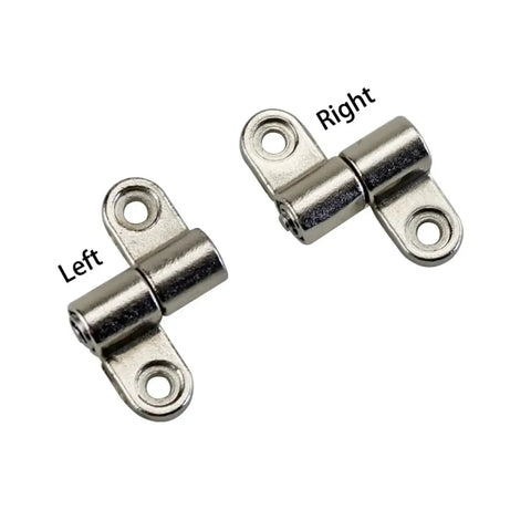 Pair of left and right zinc alloy 360-degree torque hinge halves with mounting holes, silver
