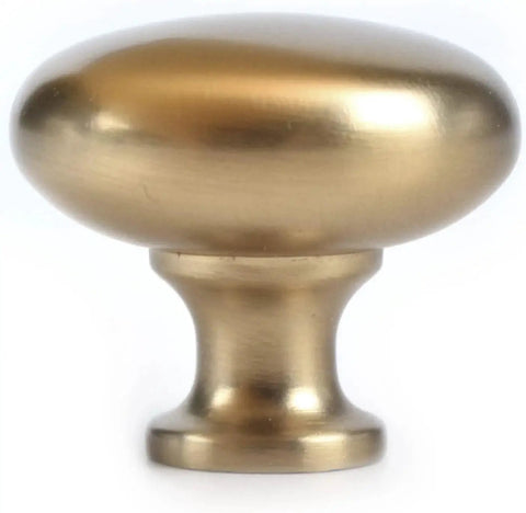 Front view of Six Pack One And One Quarter Inch Champagne Bronze Zinc Alloy Cabinet Knobs With Single Hole Center Mount Satin Brass Cabinet Pull Hardware for Kitchen Bedroom Closets Drawers And Dressers.