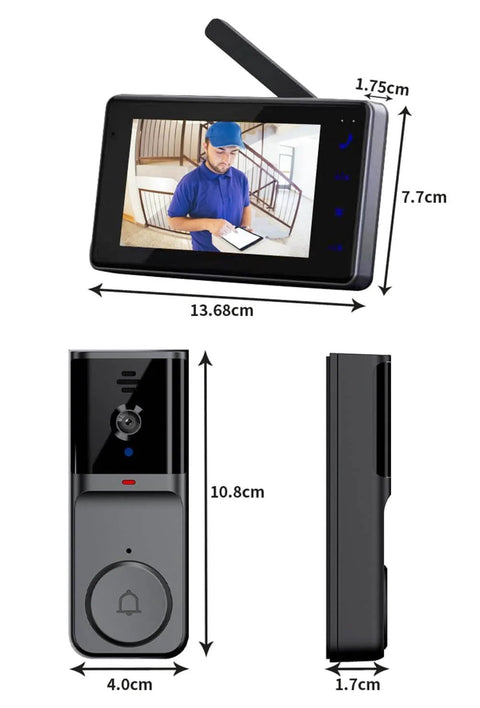 Wireless Video Doorbell Camera With No Subscriptions And Bluetooth Pairing, 1080P Video, 120 Degree Field Of View