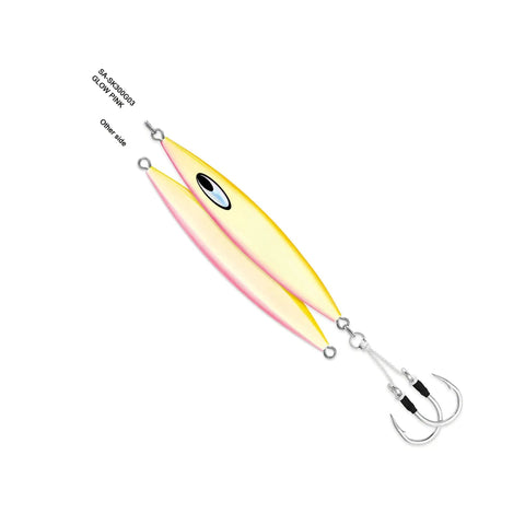 Saltwater Metal Jig With Center Balanced Drop And Flutter Action For Fast Vertical Speed Jigging Five Zero Assist Hooks Glow Finish