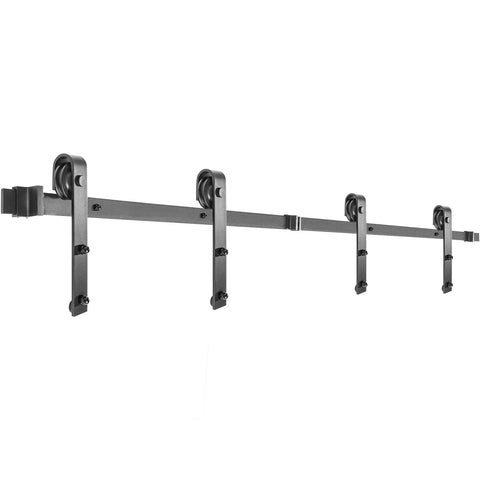 11 Ft Sliding Barn Door Hardware Kit For Heavy Duty Double Door Track System, 330 Lb Load Capacity, Carbon Steel Construction