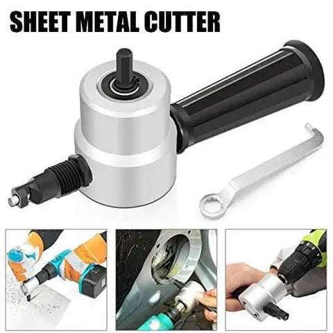 Double Head Sheet Metal Nibbler Cutter Drill Attachment For Straight And Curved Cuts with ergonomic handle and wrench