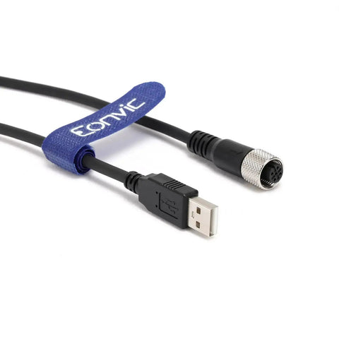M12 5 Pin A Code Female to USB 2.0 Male Data Cable with High Flex Shielding, IP67 Waterproof, 2M length, for industrial use