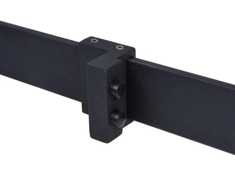 Close-up of Vintage Kate Sliding Barn Door Hardware Kit For One Door, 8 Foot Track With 2 X 1220mm Rails in matte black.
