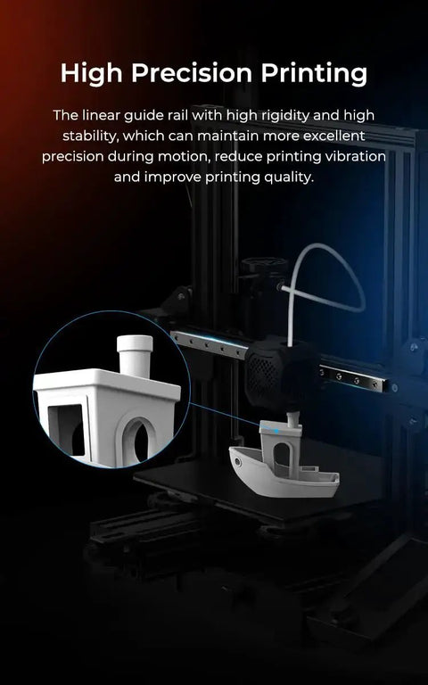 Upgraded Ender-3 Linear Rail Guide Kit MGN12 320mm installed for ultra smooth motion and high precision printing on 3D printer.