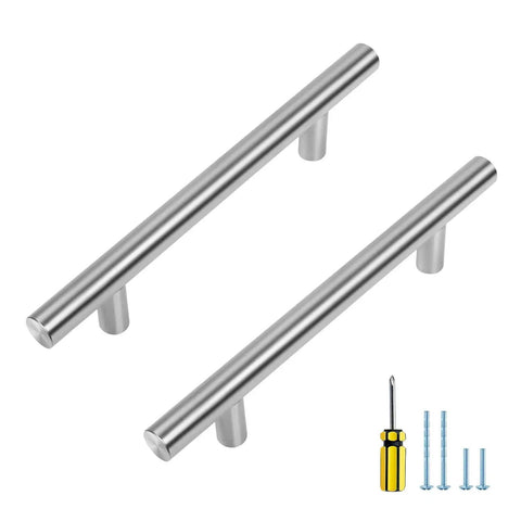 30 Pack 4 Inch Satin Nickel Cabinet Pulls for Kitchen Cabinets with Six and Three Eighths Inch Overall Length, screws and screwdriver included.