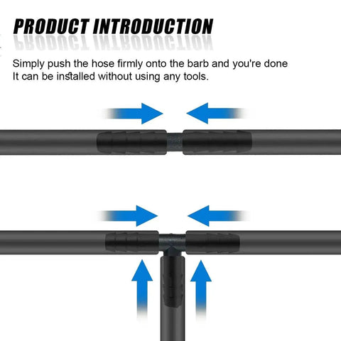 Diagrams showing installation of Pro Grade Vacuum Line Connector Kit With 12 Sizes Heat Resistant Nylon Barbed Fittings For Auto Tubing