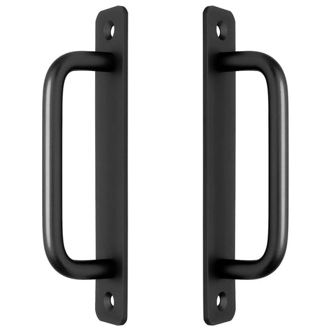 2 Pack Aluminum Alloy Sliding Barn Door Handle With Plate 128mm Center To Center Hole Spacing 5.9 Inch Total Length Black Finish