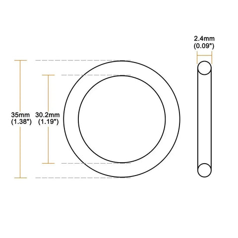 Red Silicone O Ring Replacement Set 35mm Outer Diameter 30.2mm Inner Diameter 2.4mm Cross Section VMQ Seal Gasket 50 Durometer