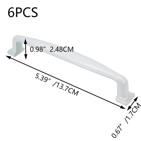 Six Piece Aluminum Alloy White Cabinet Drawer Pull Set With Screws, Elegant Modern Handles, Length 14.2 cm, Side View
