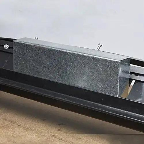 MB48B 48 Inch Pan Style Mini Brake bending a galvanized steel box on tabletop