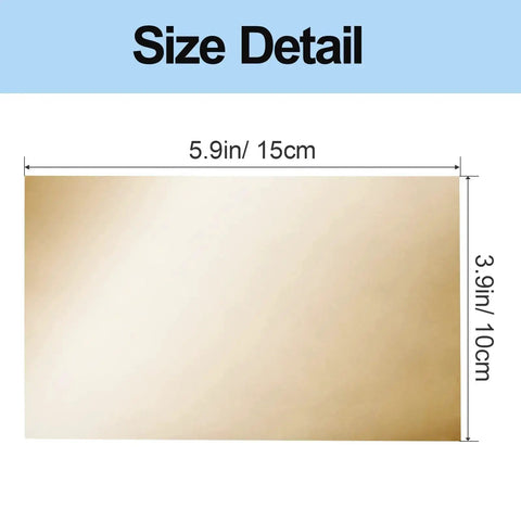 Brass Shim Stock Assortment Set 6 Inch By 4 Inch For Home Shop Projects, Five Thicknesses, polished brass sheet dimensions shown