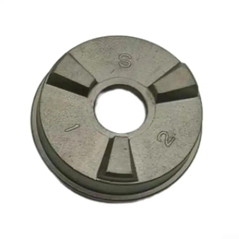 Top view of metal clutch cam disk with central bore; gray steel, for BFS451/DFS451 cordless drywall screwdriver