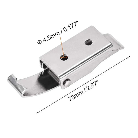 Stainless Steel Draw Toggle Latch With Spring Steel Hook 2 Pcs 73mm By 24mm, side view with measurement details