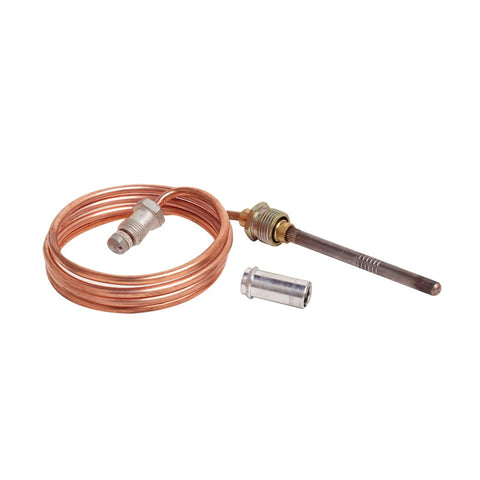 CQ100A1005 thermocouple with copper coil, metal probe and brass fitting, 36-inch replacement.