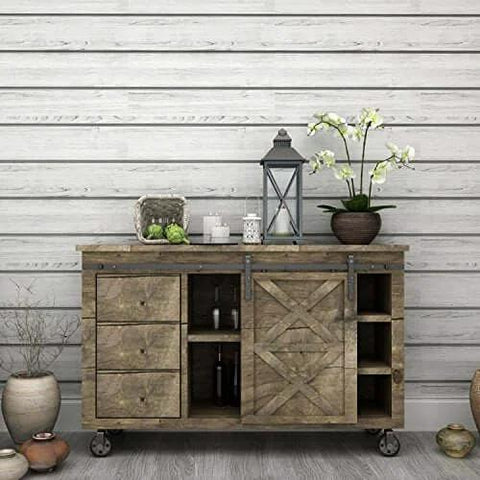 Mini Rustic Sliding Barn Door Hardware Kit In Oil Rubbed Bronze For Cabinets Bookshelves Vanities TV Consoles And More With Fully Included Mounting Hardware For Easy Install 48 Inch Track on wooden cabinet