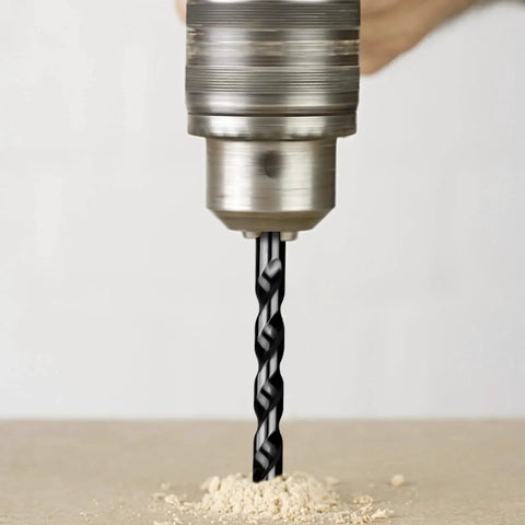 Close-up of One Quarter Inch Masonry Drill Bit Set, 10 Pack With Tungsten Carbide Tip, Heavy Duty Concrete Drill Bits in use
