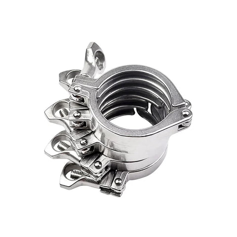 Beduan 1.5 in stainless steel sanitary tri-clamp set with wing nuts, 5-pack.