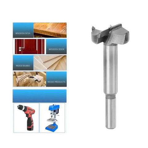 40mm Forstner Auger Drill Bit for Precision Woodworking and Plywood Holes, Flat Wing Cutting, Clean Edges, Carbide Tip, Round Shank