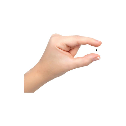 Ceramic bearing balls, 3/32 in, Si3N4 silicon nitride, solid precision balls; two balls held between fingers.