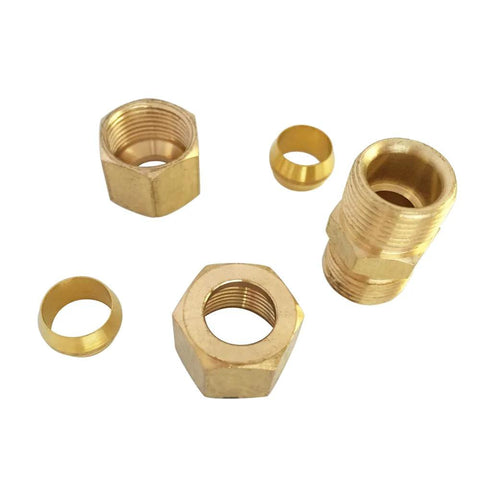 Brass compression tube fitting union, 1/4 in. OD x 1/4 in. OD, 5 pcs