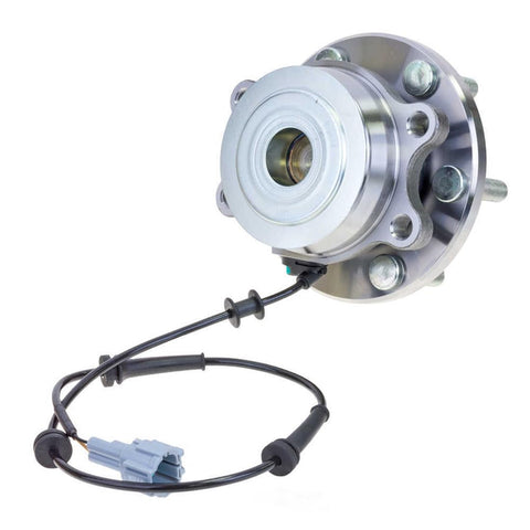 Front Wheel Bearing And Hub Assembly For Nissan Frontier Pathfinder Xterra And Suzuki Equator 2005 2006 2007 2008 2009 2010 2011 2012 2013 2017 Wheel Bearing Hub Kit With Easy Install And A Smooth No Hassle Ride, front view of the assembly and ABS wire.