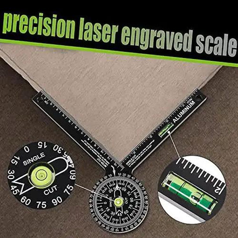 Miter Saw Protractor Angle Finder With Aluminum Construction And Level Gauge High Precision Laser Engraved Scale