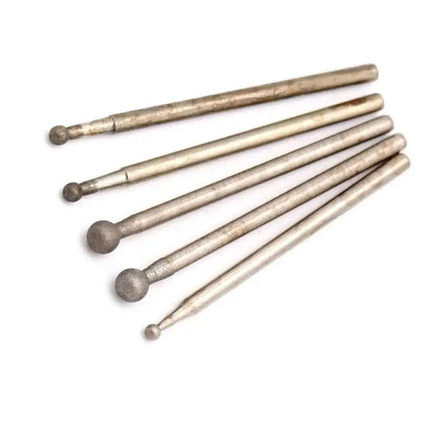 5Pcs Round Spherical Diamond Grinding Heads Set 1 To 4mm 600 And 1200 Grit For Stone Metal Polishing And Detail Work Pro Grade