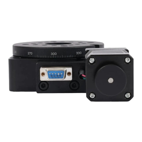 Motorized 360 Degree Electric Rotating Platform Turntable For Industrial Automation 3.94 Inch 99.21 Lbs Aluminum Alloy Black Front View