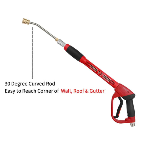 Upgraded Pressure Washer Gun with 47 Inch Extension Wand and 7 Inch 30 Degree Curved Rod M22 Fitting for hard-to-reach cleaning