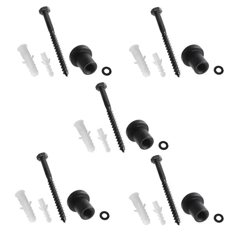Spacer Replacement Barn Door Hardware Kit With 1-3/8 Inch Spacers And Screws And Lag Bolts For Flat Track Rolling Roller Assemblies Connecting Device Connector Black Set Of Five Crafted From Solid Iron With Powder Coated Finish For Durable Rustic Modern