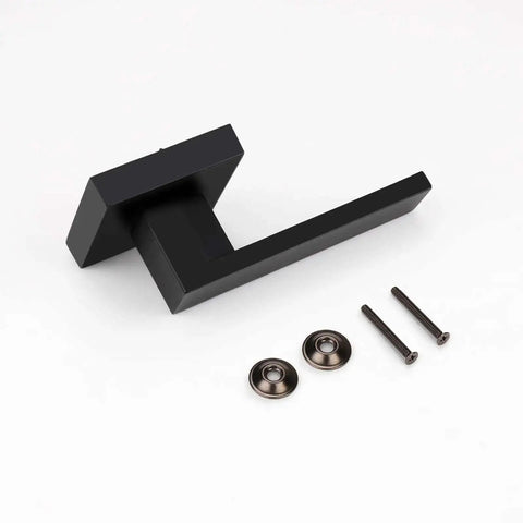 Beefy Heavy Duty Half Dummy Lever Matte Black Non Turning Interior Door Handle for Closets with screws and covers shown
