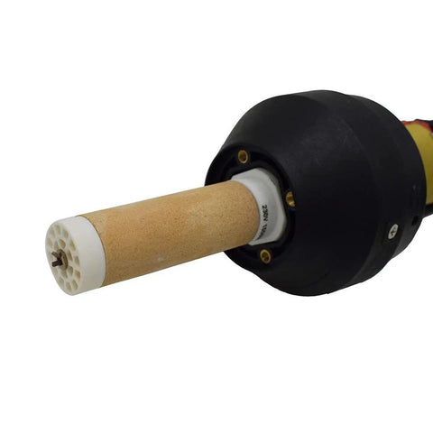 Ceramic heating element cartridge for hot air welder, 26mm diameter, 120V 1550W, brown insulator, white cap in black housing
