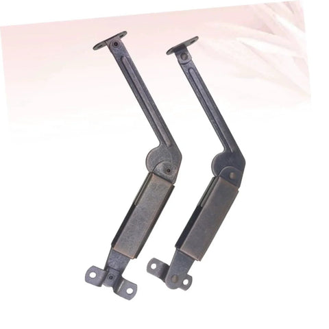 Antique Copper Spring Arm Safety Supports For Cabinets And Wooden Boxes Two Pack, visible with iron construction and compact size