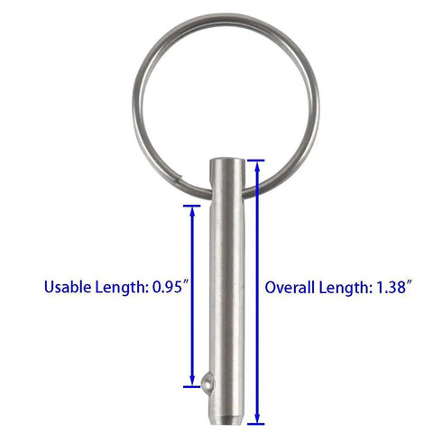 4 Pack Beefy Quick Release Pin For Boats and Bimini Tops 3/16 Inch Diameter, Usable 0.95 Inch, Full 316 Stainless Steel