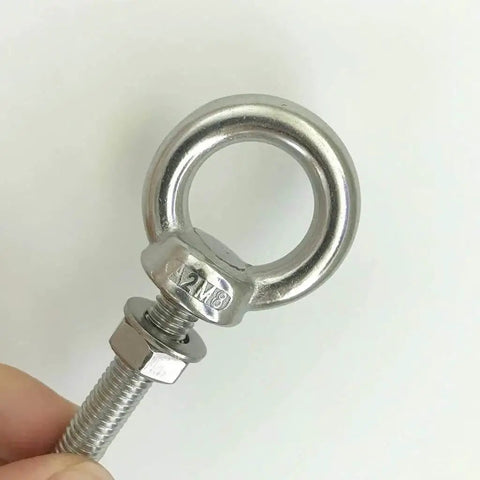 Heavy Duty Stainless Steel Eye Bolts 2 Pack M8 Shoulder Eyebolt Set With Washers And Nuts, 4.5 Inch Overall Length, Corrosion Resistant