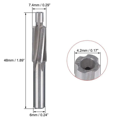 Pro Grade HSS Cobalt Counterbore End Mill For Hole Expansion 4 Flutes 4 X 7.4mm with size details and close-up inset