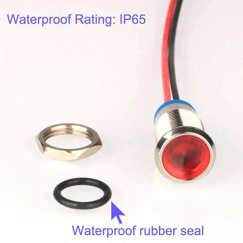 5Pcs 10mm LED Indicator Lights AC DC 12 To 24V Waterproof Rugged Metal Signal Lamp with red light and components