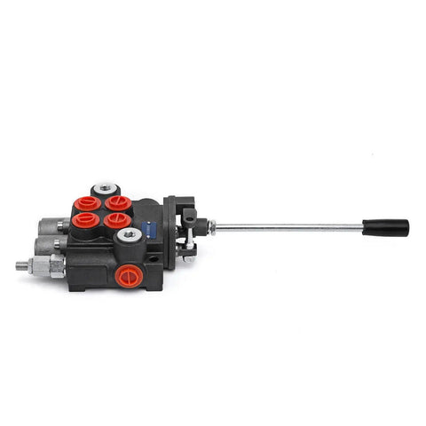 Heavy Duty Dual Spool Hydraulic Joystick Control Valve For Tractors And Loaders, 11 GPM, with durable steel design.