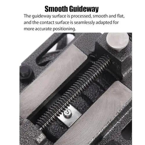 Close-up view of the guideway surface on a 4 Inch Small Flat Table Vise For Woodworking And Machining With Quick Clamp Jaw System
