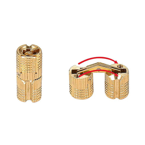 10 Pack Invisible Brass Barrel Hinges Hidden Concealed Furniture Hardware with 180 Degree Opening for DIY Jewelry Box