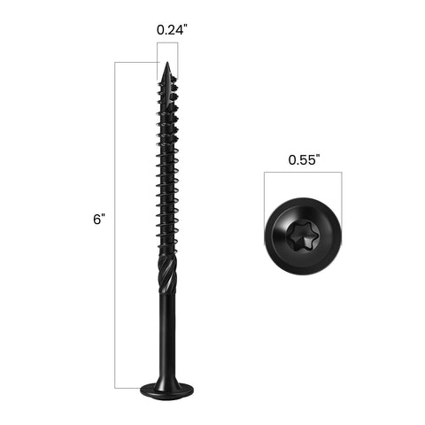 Lag Screws No 14 X 6 Inch Heavy Duty Exterior Wood Timber Screws With Torx Drive Washer Head Rust Resistant Black Epoxy Coated