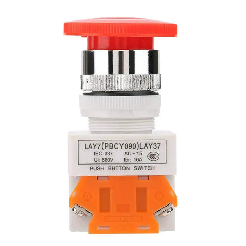 Emergency Stop Button Self Locking Mushroom Push Button Switch 22mm Mount Insulated Design for industrial safety