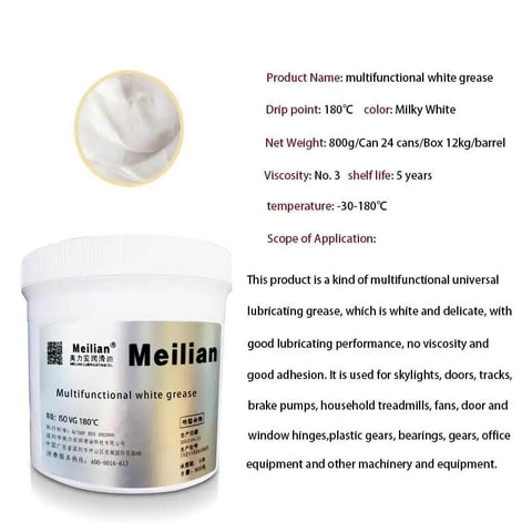 Multifunctional white grease container, milky white, 800g, suitable for skylights, doors, machinery, and equipment lubrication.