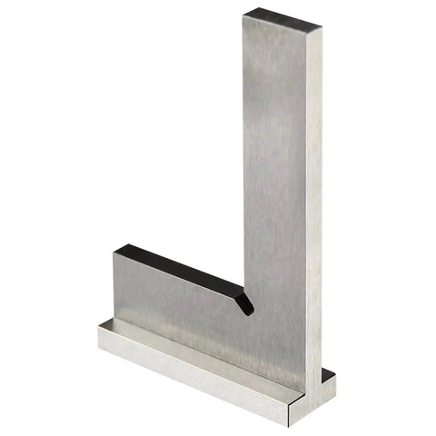 Pro Grade 4 Inch Machinist Square Engineer Right Angle Ruler With Seat 4 By 2.8 Inch Ground Hardened Steel For Precise Layout And Machine Setup In Lab Use DIN 875 Grade 1 True Inside And Outside Right Angles With Notch